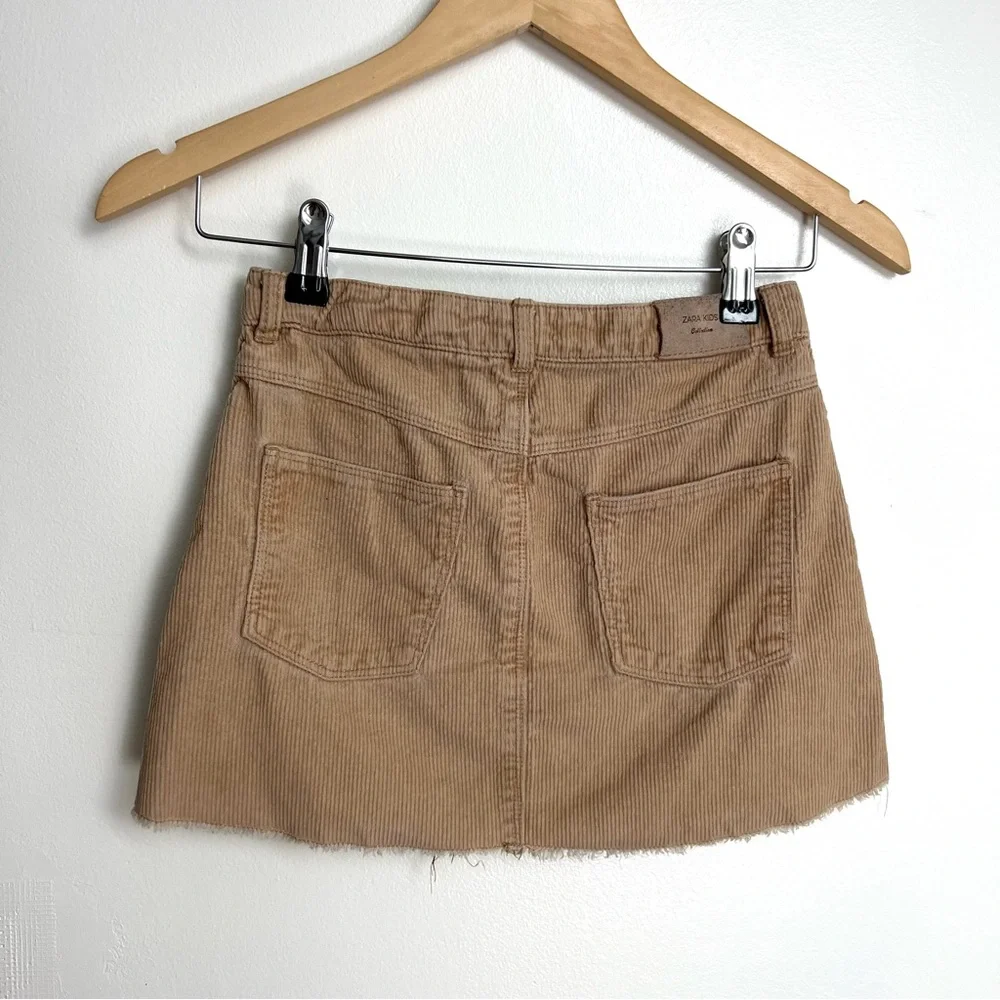 Zara Tan Corduroy Cut Off Skirt kids size 9 years